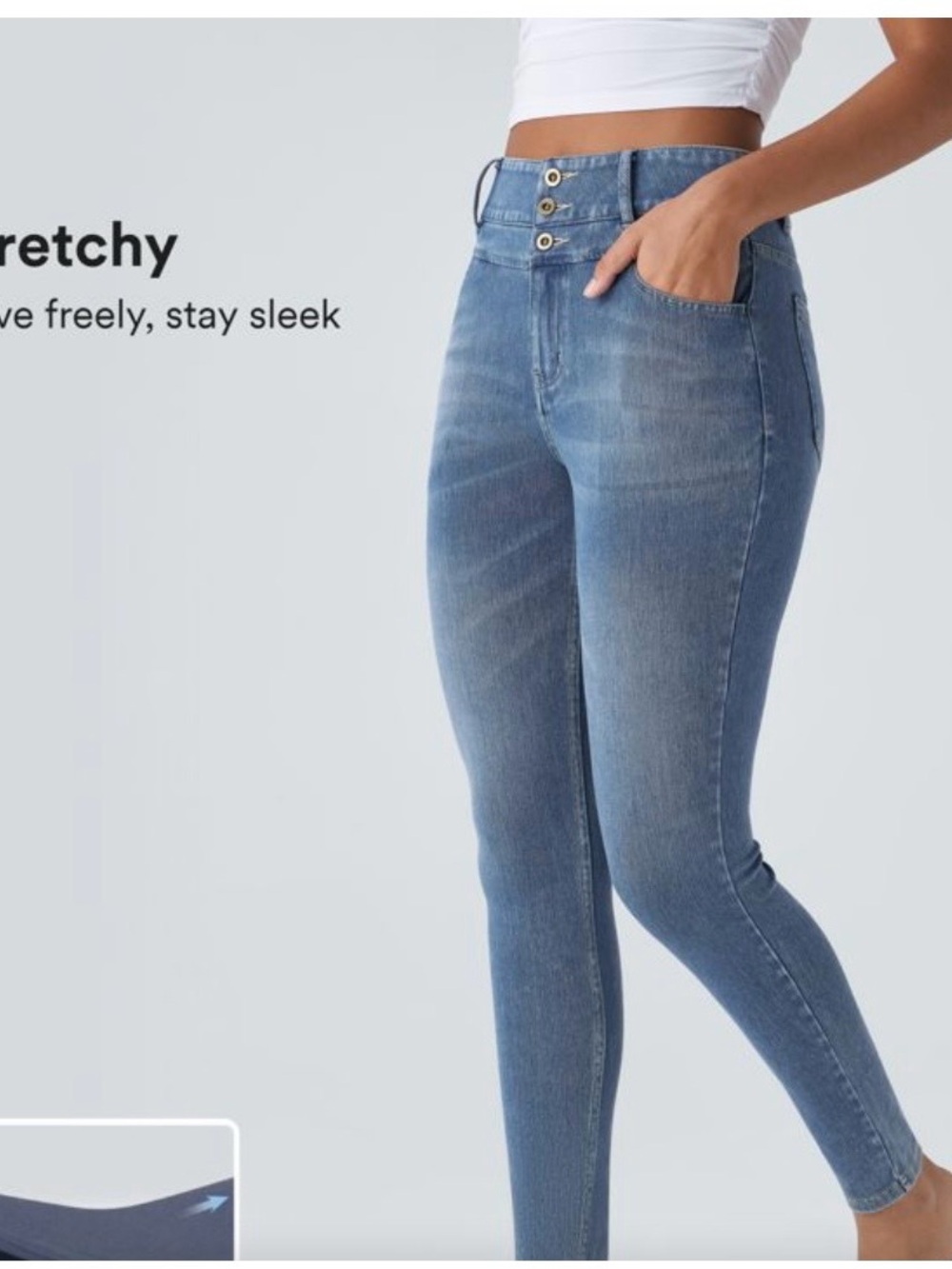 NWT HALARA Mid-Rise Light Blue Stretch Jeans